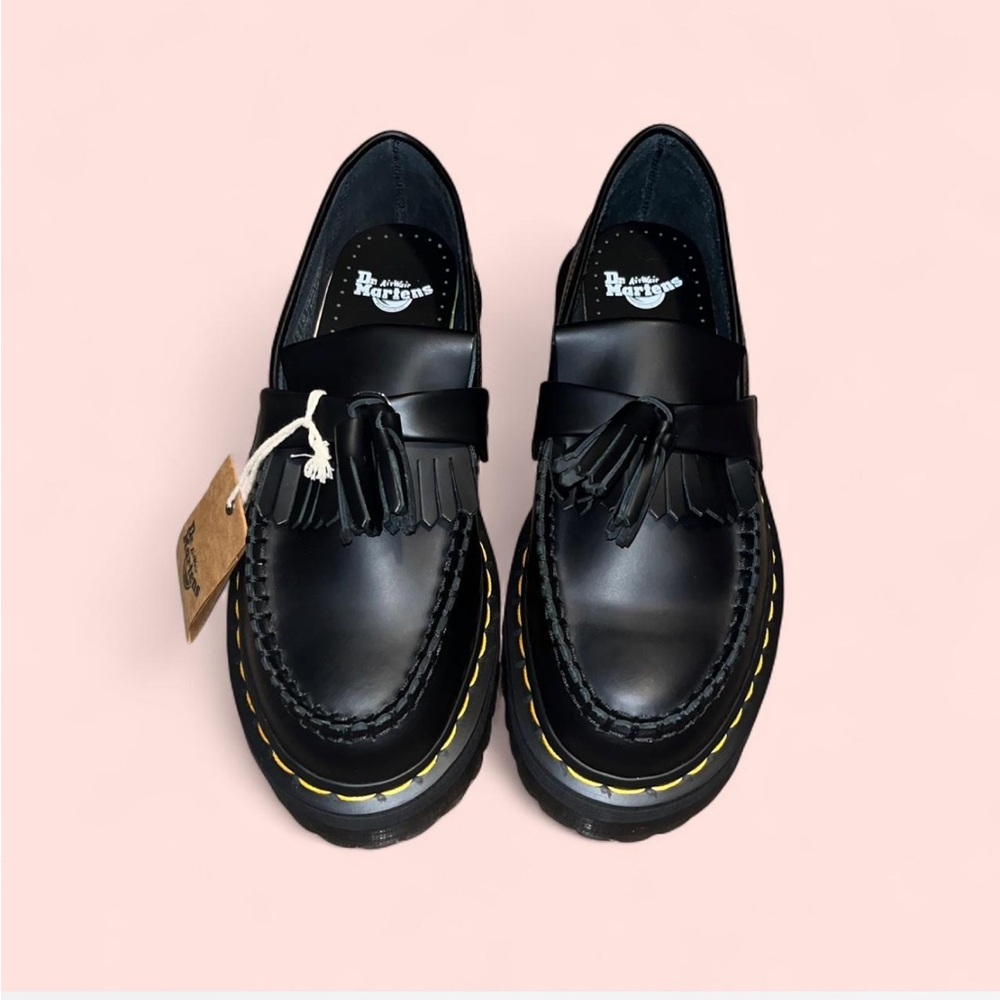 Dr. Martens Adrian Quad Black Leather Loafers with Chunky Soles